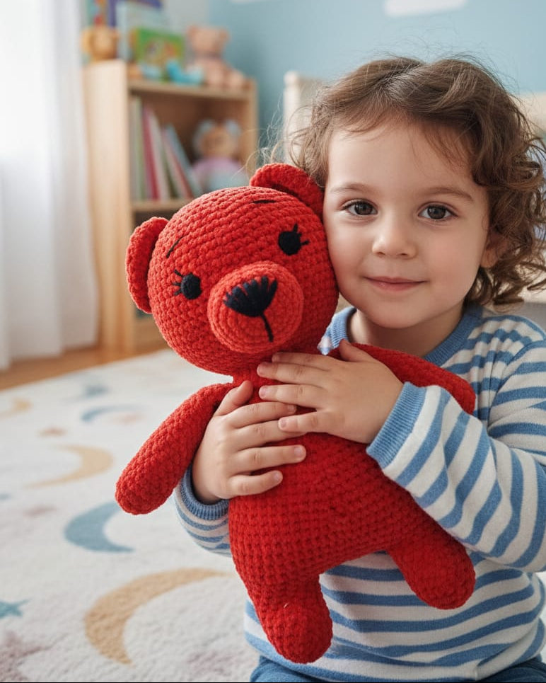 Red Crochet Bear Handmade