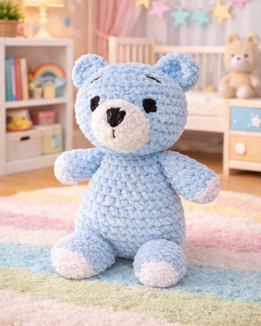Baby Blue Bear Toy Handmade
