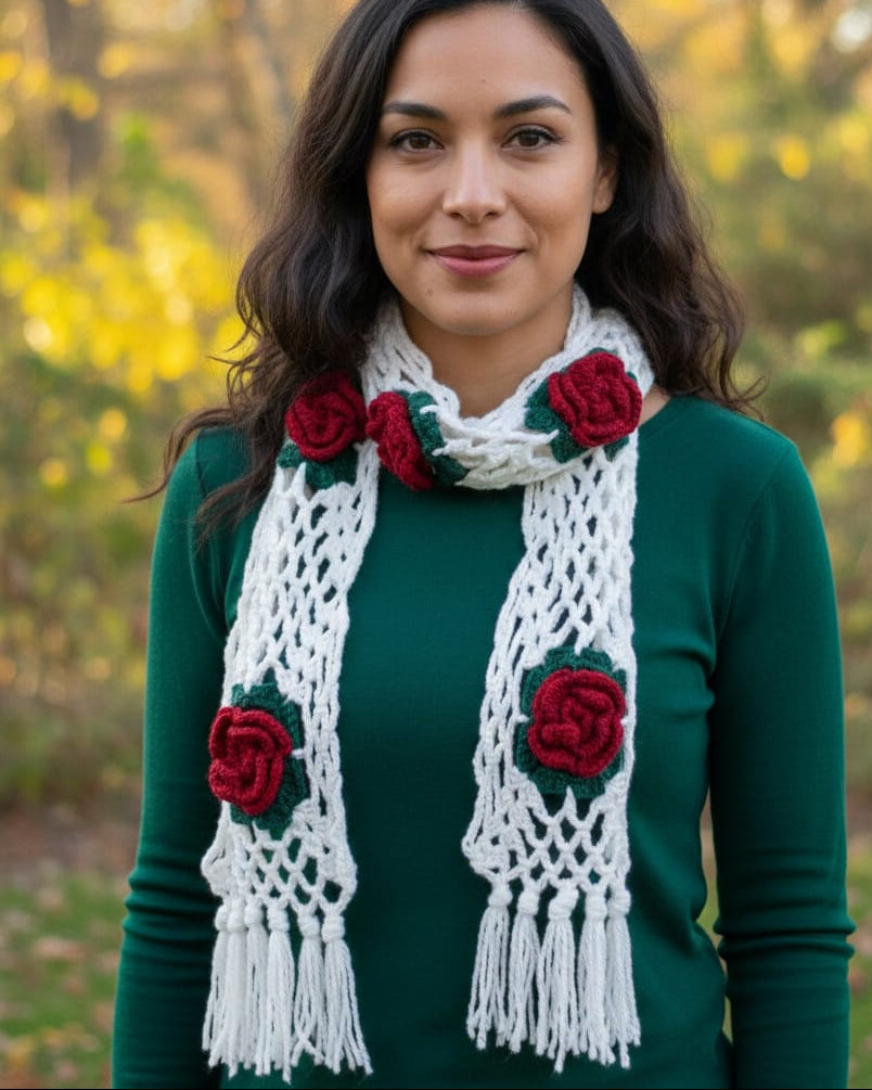 Flowery Scarf Handmade