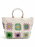 Handmade Bloom Crochet Bag Gold-tone Handles