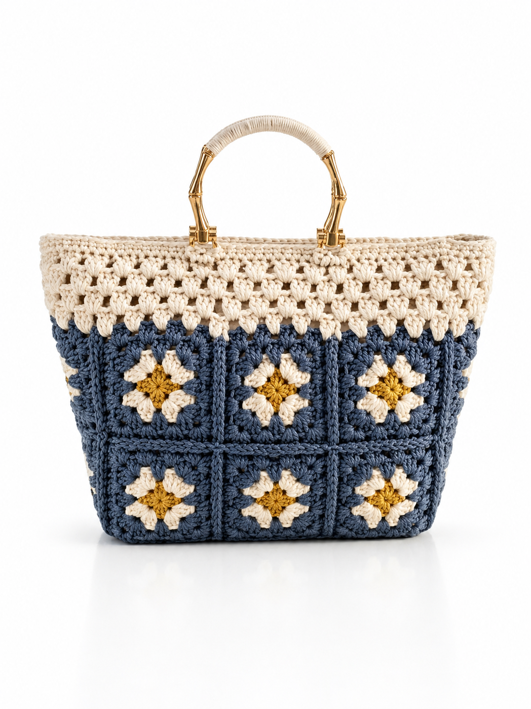 Handmade Bloom Crochet Bag Gold-tone Handles