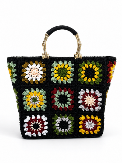 Handmade Bloom Crochet Bag Gold-tone Handles
