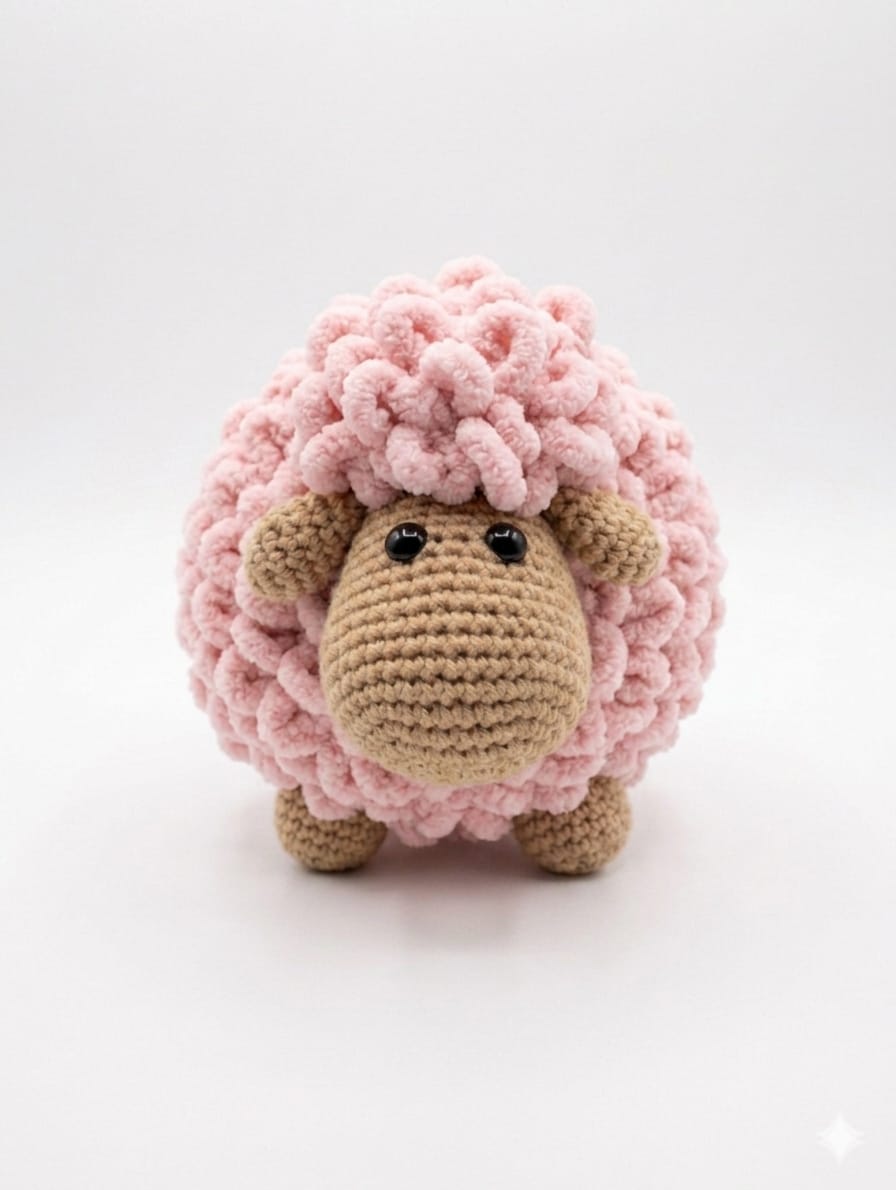 Bubble Crochet Sheep Pink - Handmade