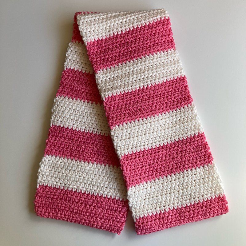 Stripped Pink-White Handmade Scarf