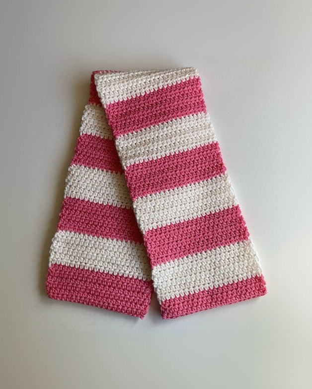 Stripped Pink-White Scarf Handmade