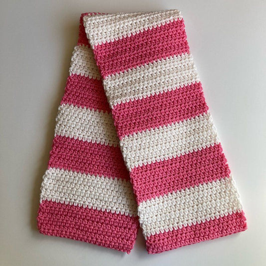 Stripped Pink-White Handmade Scarf